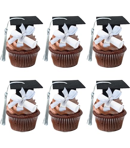 24-Pack Congrats Grad Cupcake Toppers – Class Of 2025 Gold Glitter Diploma Picks For Graduation Party Decor