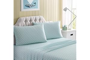 Kute Kids Super Soft Sheet Set - Polka Dot Brushed Microfiber for Extra Comfort (Aqua, Full)