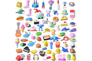 FUN LITTLE TOYS 72 PCS Erasers for Kids Mini Fun Food Animal Pencil Erasers, Easter Egg Filled Easter Basket Stuffers for Kids Desk Pet Accessories for Kids Classroom Prizes Novelty Toys Treasure Box