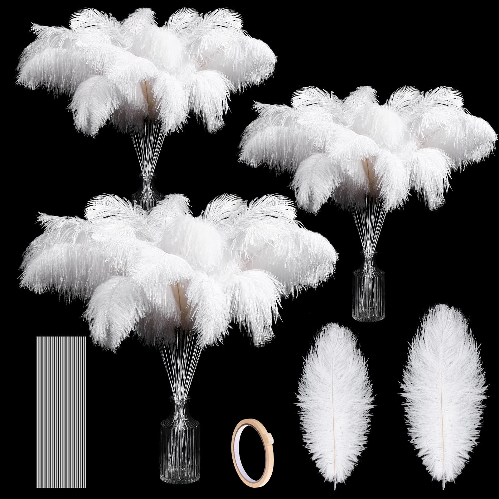 10 Pcs Sky Blue Ostrich Feathers 12-14 Inch (30-35cm) Plumes For Party Wedding Centerpieces Vase Decoration