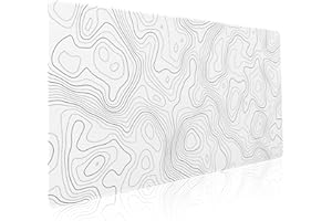 APORTT Topographic Map Large Mouse Pad XXL White Lines Contour Geographic Extended Large Desk Mat Big Desk Pad 90X40 CM Non-Slip Rubber Base Stitched Edge Long Mousepad,35.4 x 15.7 Inch