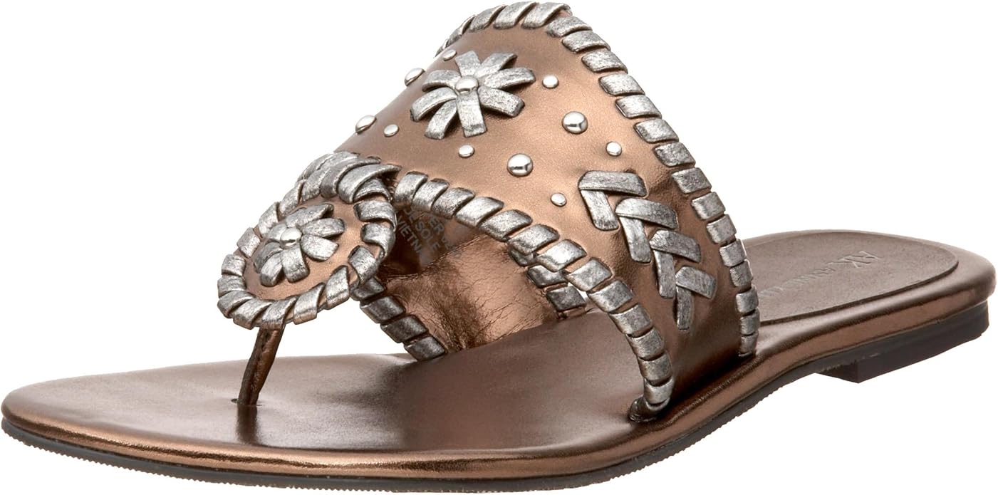 Amazon.com | Anne Klein AK Women's Myrtle Thong Sandal, Dark Bronze/Pewter, 5 M US | Flip-Flops