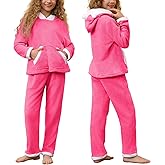 CHILDRENSTAR Kids Fleece Pajamas Bear Ear Hooded Plush Pullover Sweatshirt Pants Loungewear Sets for Boys Girls 3-14 Years