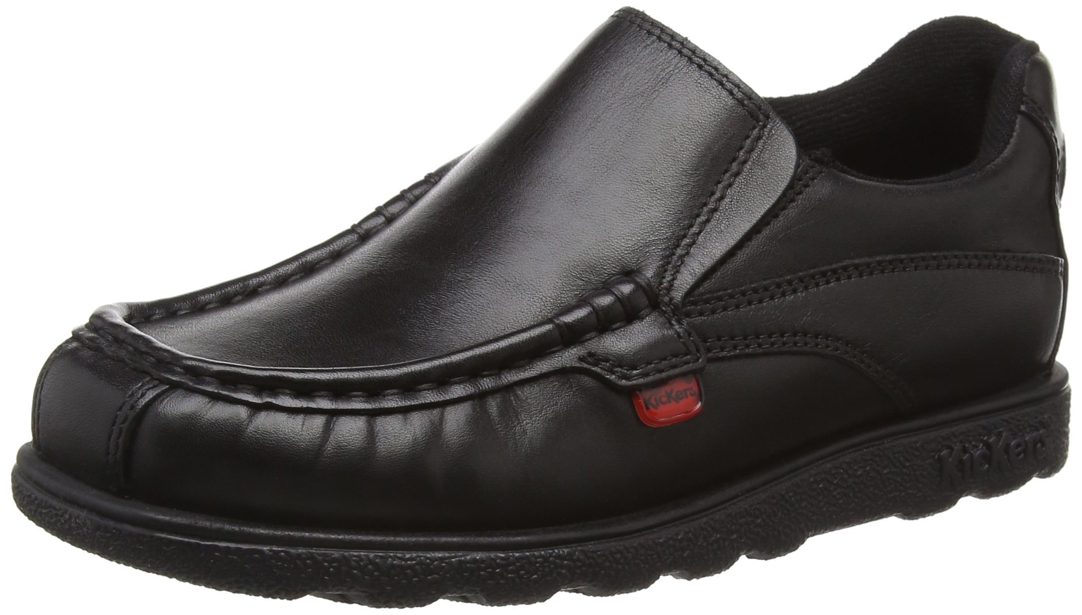 Kickers Youth Boy's Fragma Slip On Moc Toe Comfortable Leather Shoes, Black, 6 UK