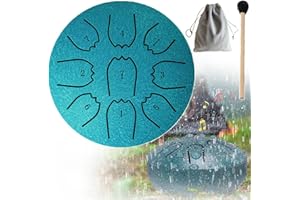 Rain Drum for Outside Garden, 4 Inches 9 Notes Steel Tongue Chakra Drum Rain Chime Waterproof Musical Instrument for Garden, 