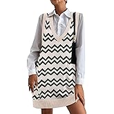 HOTOUCH Women Sweater Vest Oversized V Neck Sleeveless Knit Pullover Ribbed Vest Dress with Pockets