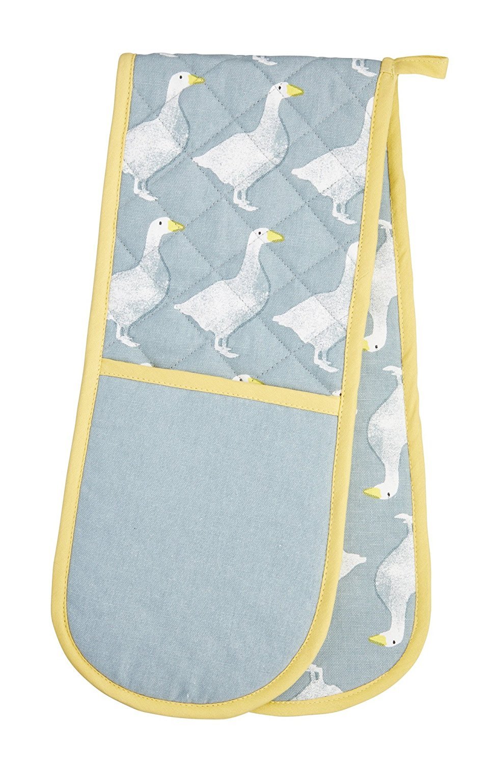 KitchenCraft 1% Cotton 'Goose' Animal-Themed Double Oven Gloves, 86 x 18 cm (34" x 7") - Grey / White