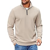COOFANDY Mens Quarter Zip Pullover Sweatshirts Lightweight Long Sleeve Mock Neck Sweater Polo