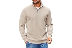 COOFANDY Mens Quarter Zip Pullover Sweatshirts Lightweight Long Sleeve Mock Neck Sweater Polo
