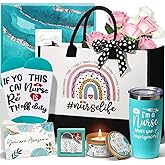 Nurse Gifts for Women, Christmas RN Gifts for Nurses Female, Best Nurse Practitioner Gift for Women Funny School Nurses Appreciation Graduation Gift Basket for Nursing Student with Canvas Tote Bag