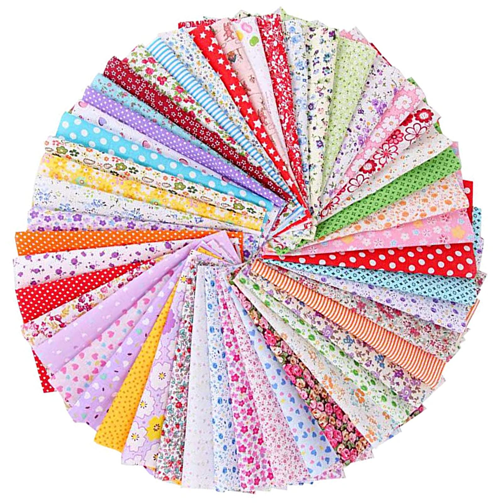 50pcs Fabric Squares for Sewing, 10 * 10cm Squares Patchwork, Quilting, and DIY Crafts, with Floral Patterns, Cotton Material for Sewing Quilting Crafting, Home Party Craft Fabric DIY Sewings Mask