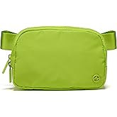 Pander Two Way Zipper Fanny Pack Nylon Everywhere Belt Bag for Women, Water Repellent Waist Packs, Crossbody Bags with Adjustable Strap(Grape Green).