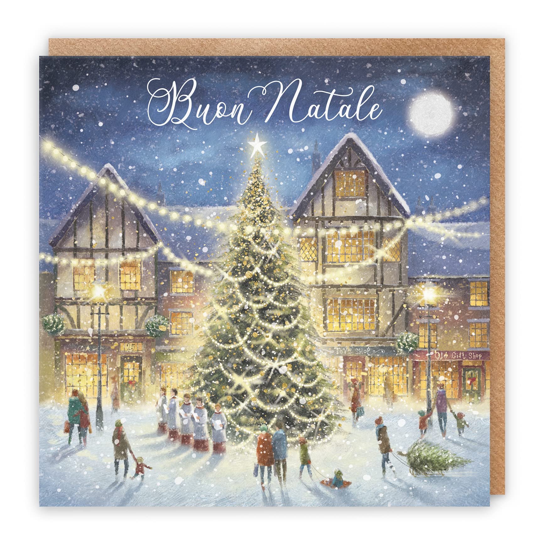 Hunts England - Individual Italian Christmas Card For Men Or Women - Buon Natale - 'Christmas Eve' - Milo's Gallery Collection - Italian Christmas Card