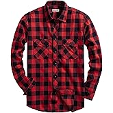 DELCARINO Mens Flannel Plaid Shirts Regual Fit Casual Long Sleeve Button Down Fleece Shirts