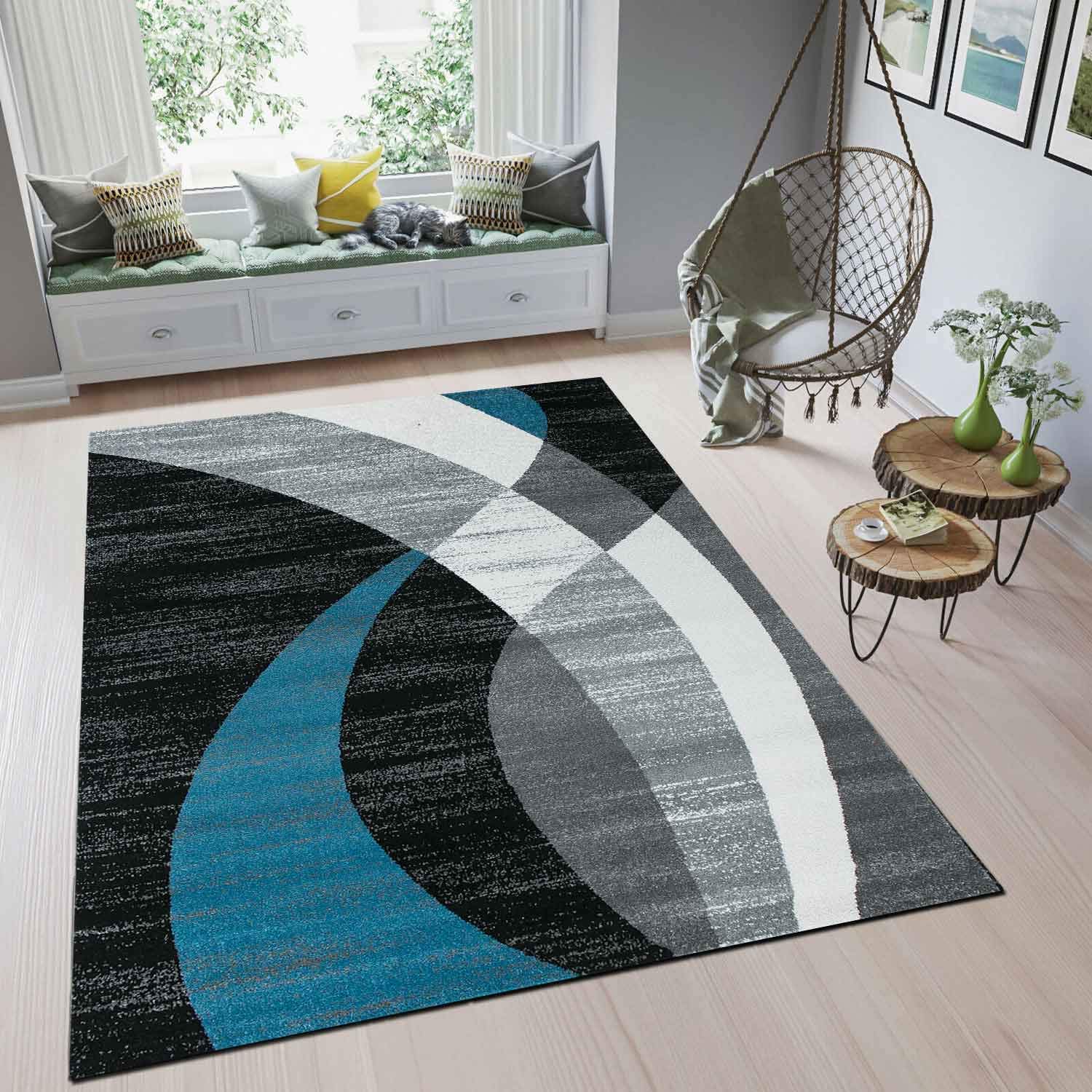 Tapis Esprit Frisée 3108 Noir Blanc Gris Arte Espina Noir