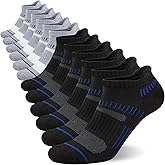 COOPLUS Mens Ankle Socks Athletic Cushioned Breathable Low Cut Tab With Arch Support - 6 Pairs