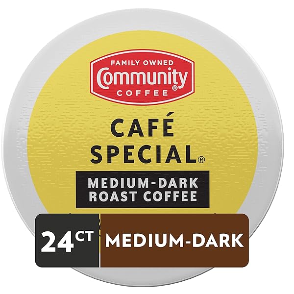 COMMUNITY COFFEE CAFÉ SPECIAL 24 COUNT COFFEE PODS, MEDIUM DARK ROAST, COMPATIBLE WITH KEURIG 2.0 K-CUP BREWERS, 24 COUNT (PACK OF 1)