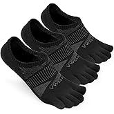 VWELL No Show Toe Socks for Men Women COOLMAX Five Finger Socks Athletic Running Ankle Low Cut 5 Toe Socks (3Pairs)