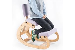 VDNEND Ergonomic Kneeling Chair with Back Support,Wooden Kneeling Chair Desk for Work, Rocking Office Kneel Chairs for Reliev