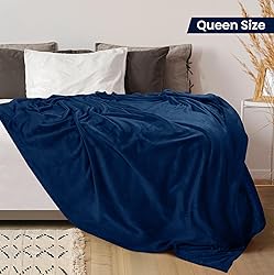 Utopia Bedding Fleece Blanket Queen Size Navy