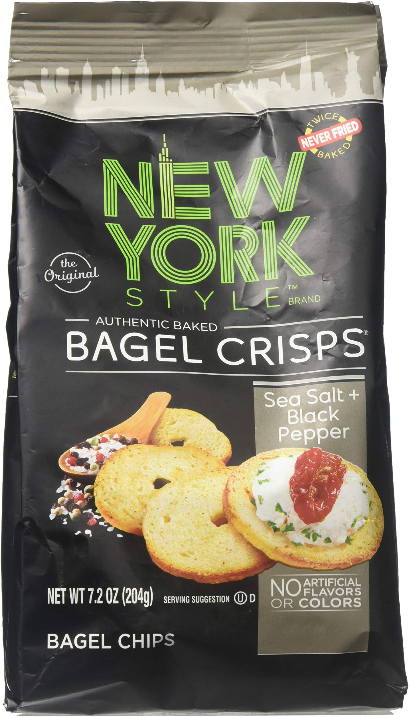 New York Style Bagel Crisps SEA SALT & CRACKED PEPPER, 7.2 Ounce - Add Some Crunch To Soup