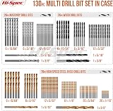 Hi-Spec 130pc Mixed Drill Bit Set HSS Titanium Masons Brad Point Box Case view 2