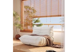 SYFERLORY Bean Bag Chair, Fireside Chair, Large Bean Bag Chair for Adults, Bean Bag Chairs for Teens with High-Resilience Foam, Non-Slip Base Floor Lounge Sofa,Living Room (White, Single)