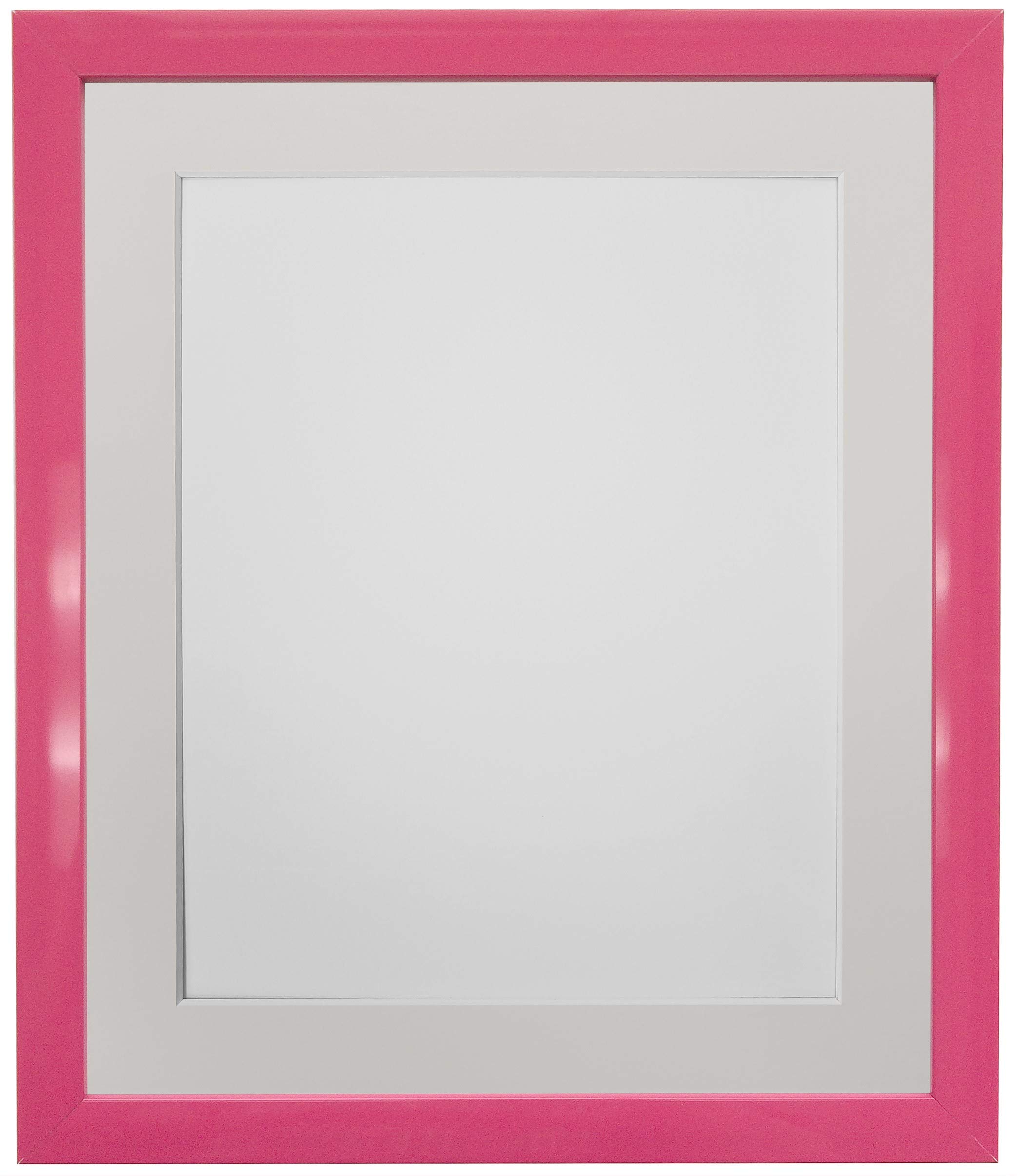 FRAMES BY POST 0.75 Inch Pink Picture Photo Frame With Ivory Mount 14 x 11 Image Size A4 Plastic Glass