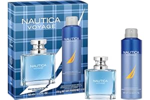 Nautica Voyage Giftset, 1.6 fl oz EDT + 6 oz Deodorizing Body Spray, Notes of Apple, Cedarwood, Mimosa, Men's Fragrance, Long Lasting, Everyday Fragrance