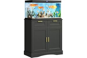 Herture 20-29 Gallon Fish Tank Stand with Storage Cabinet, Aquarium Cabinet with 2 Drawers for Fish Tank Accessories Storage, 29 Gallon Aquarium Stand, 30.7'' L * 15.8'' W Tabletop, Black PG04YGB