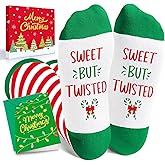 HAPPYPOP Candy Cane Knee High Socks - Kids Christmas Gifts Box with Greeting Card