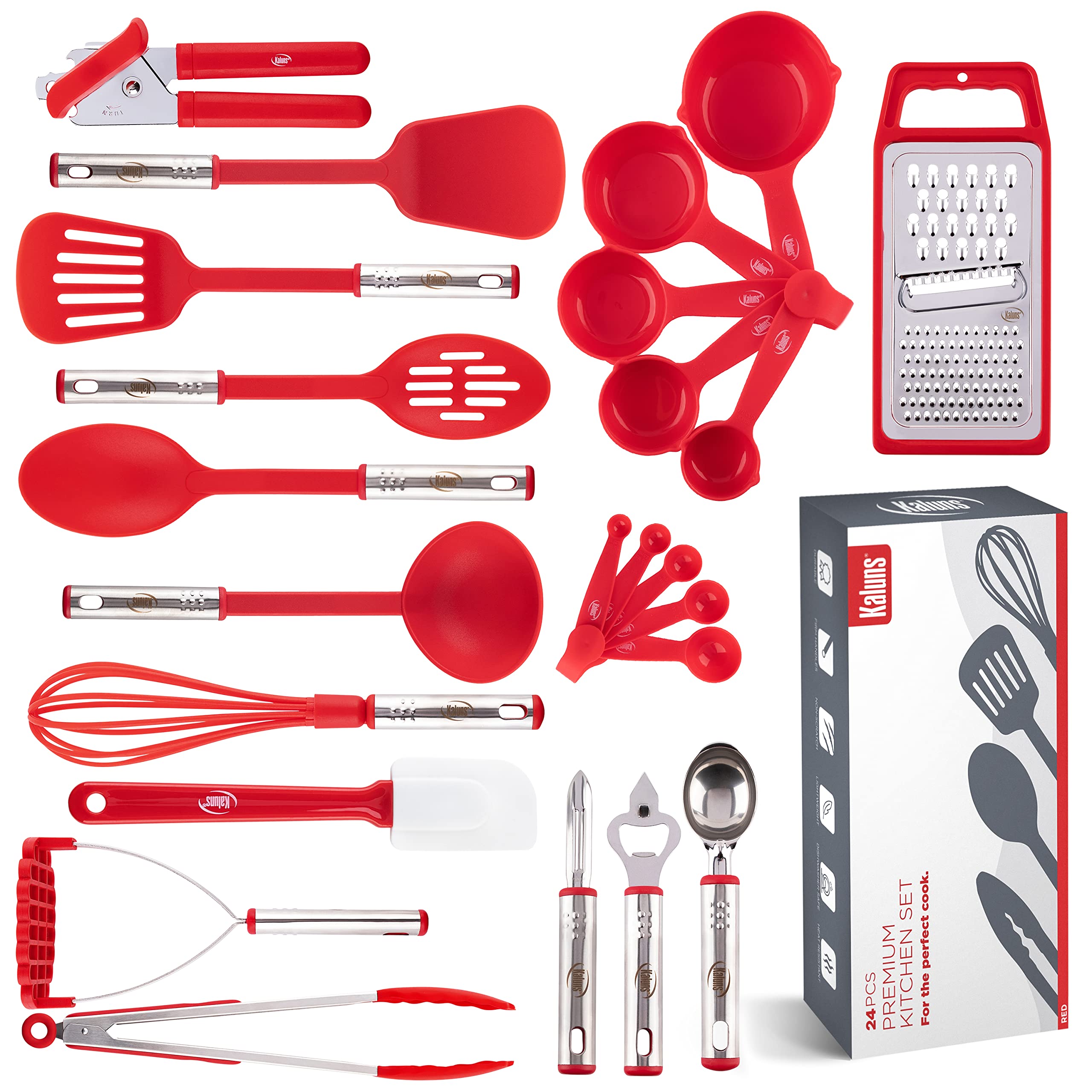 Photo 1 of Kitchen Utensils Set, Cooking Utensil Set Kitchen Gadgets, Pots and Pans set Nonstick and Heat Resistant, 24 Pcs Nylon and Stainless Steel, Spatula Set, Apartment Essentials Kitchen Cookware Sets