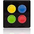 Arcade Light Switch Plate Cover, (Black/Red,Blue,Green,Yellow) Double Switch, 2-Gang Standard Size Rocker Wall Plate, Game Ro