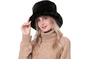 Rulala Fancy Women's Faux Fur Cow Bucket Hats Ladie's Unique Camouflage Printed Fisherman Cap