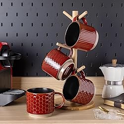 GBHOME 12 OZ Stackable Coffee Mugs, Ceramic Coffee