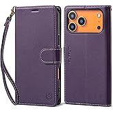 FLIPALM Wallet Case for iPhone 17 Series with Wrist Strap - PU Leather Folio Flip with Credit Card Holder & Kickstand, Protective Cover (Purple, for iPhone 17 Pro Max)