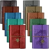 10 Pack PU Leather Journal Notebook, Refillable Journal Bulk, Vintage Travel Journals for Writing, Gift Diary Journal for Women, Men, Girls, 100GSM Lined Paper, Each 160 Pages & 2 Pockets (A6, 5"x7" )