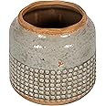 Creative Co-Op Round Terra-Cotta Hobnail Planter Vase with Heavily Distressed Finish