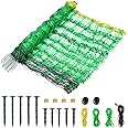 Electric Fence Netting, 49.6" H x 164' L, PE Net Fencing Kit with 14 Posts Double Spiked, Utility Portable Mesh for Sheep Goats Deer Hogs Dogs Lambs Used in Backyards Farms and Ranches, Green