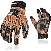Vgo...…1Pair Leather Heavy Duty Work Gloves,Mechanics Gloves,Water Resistant,Impact Resistant,Anti-Vibration(CA7722WR)