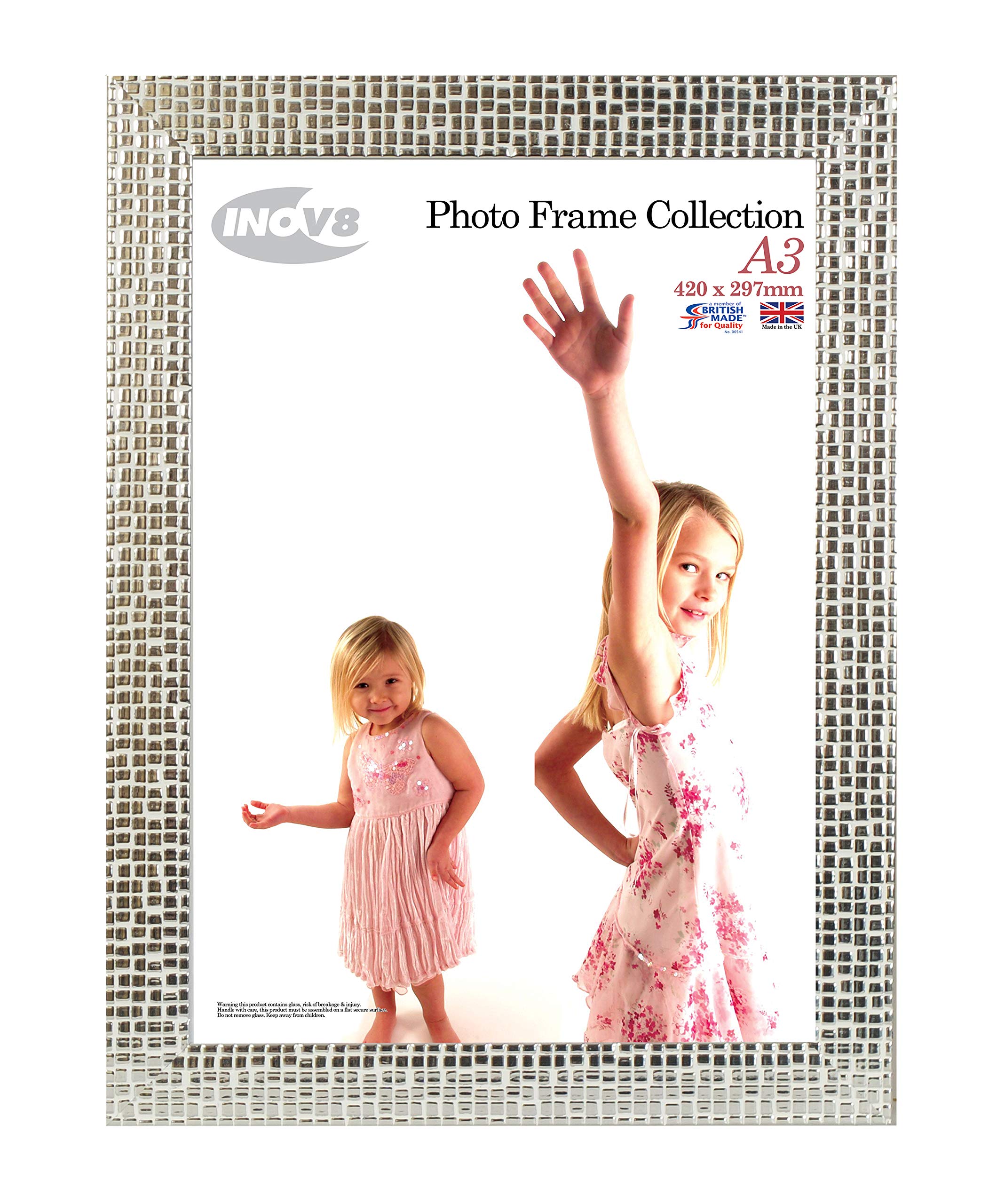 Inov8 Framing Photo Frame, Mosaic Silver Holds Picture A3