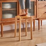 YMYNY 4pcs Solid Wood Round Stool 27x27x45CM Natural Color HBD026N-4 view 6