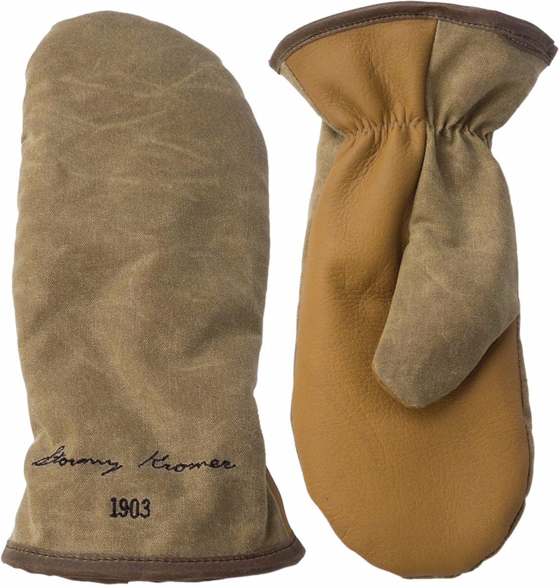 Stormy Kromer Waxed Tough Mitts - Water-Resistant, Goatskin Palm, Warm, Winter Mittens at  Men’s Clothing store