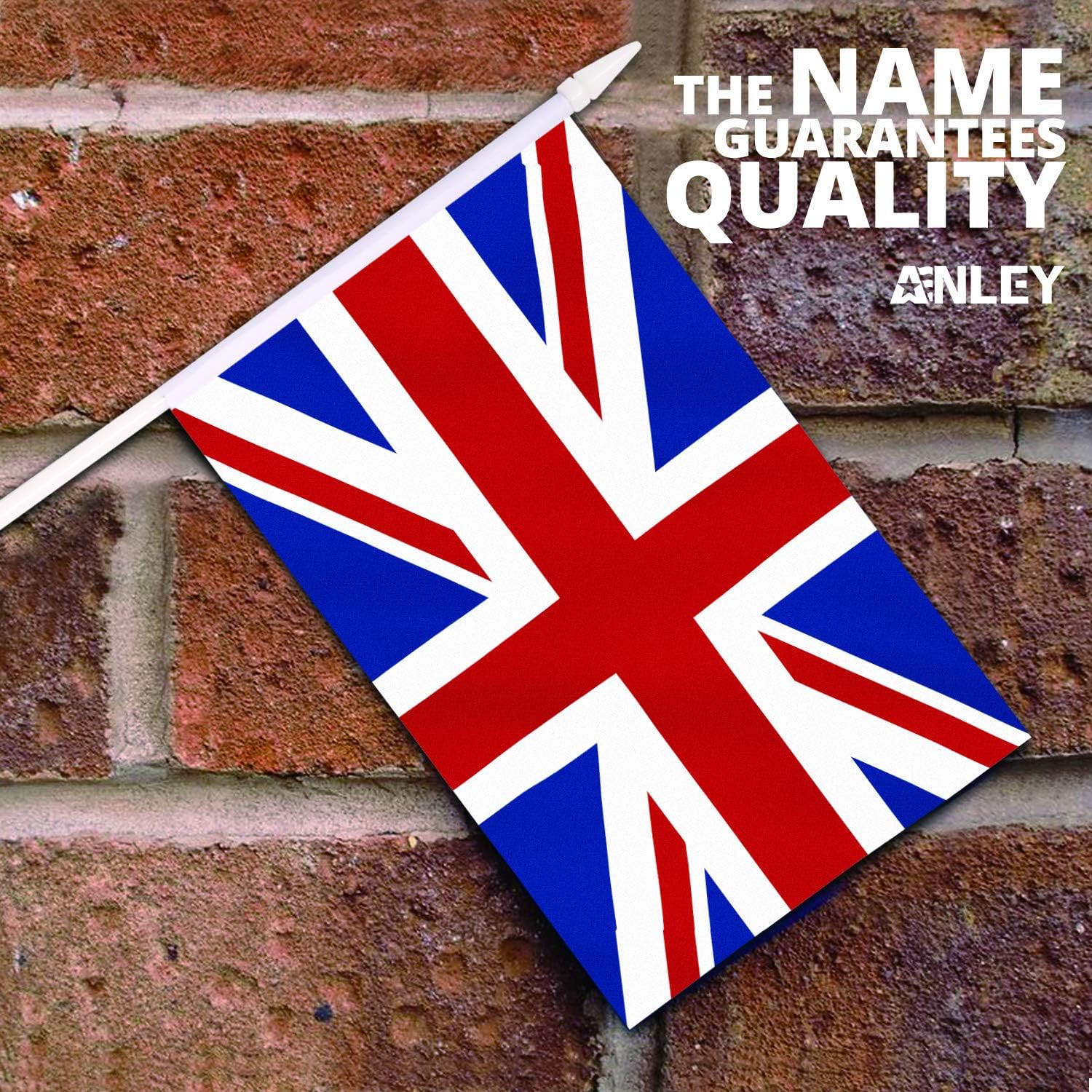 British Union Jack Stick Flag, ANLEY Great Britain 5x8 inch (12 X 20cm) HandHeld Mini Flag With 12" (30cm) White Solid Pole - Image 3
