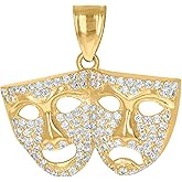 Jewels By Lux 10kt Yellow Gold Cubic-Zirconia Unisex Comedy Tragedy Mask Charm Pendant