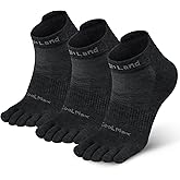 Tough Land Coolmax Five Finger Toe Socks for Men and Women - Athletic Running Ankle Socks - 3 Pairs