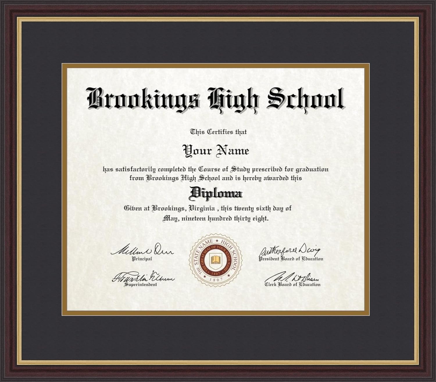 ArtToFrames 14x17 Diploma Frame, Framed in Mahogany and