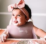Moonkie Baby Bibs 2Pcs Silicone Waterproof Feeding Bibs BPA Free Pale Mauve view 3