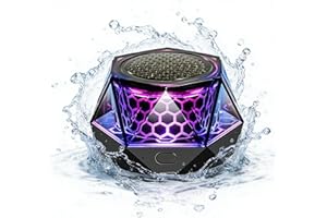 Portable Bluetooth Speaker,Waterproof and Dustproof Bluetooth Speaker,AI Stereo Sound,Wireless Stereo Pairing,4 Color Lights 
