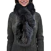 LVCOMEFF Natural Fox Fur Scarf for Women The True Color of Fox Fur Furry Wrap Warm Winter Chic